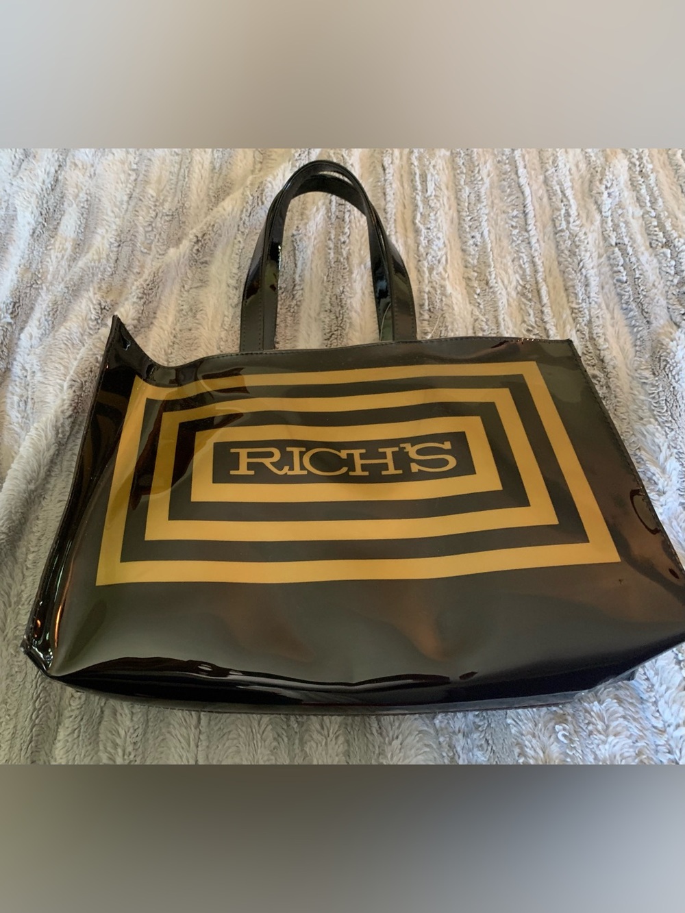RICH'S Black & Gold Vinyl Tote Bag